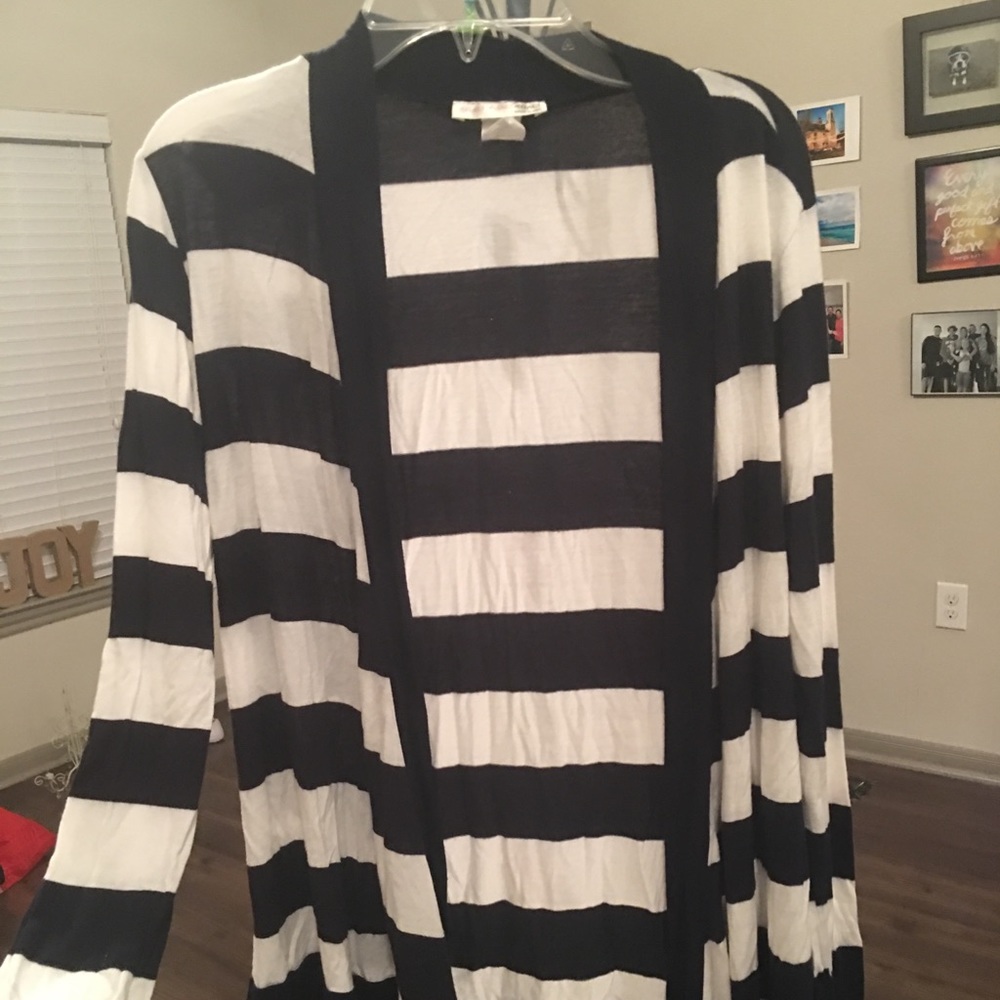 Lightweight Stripe Cardigan Navy/White